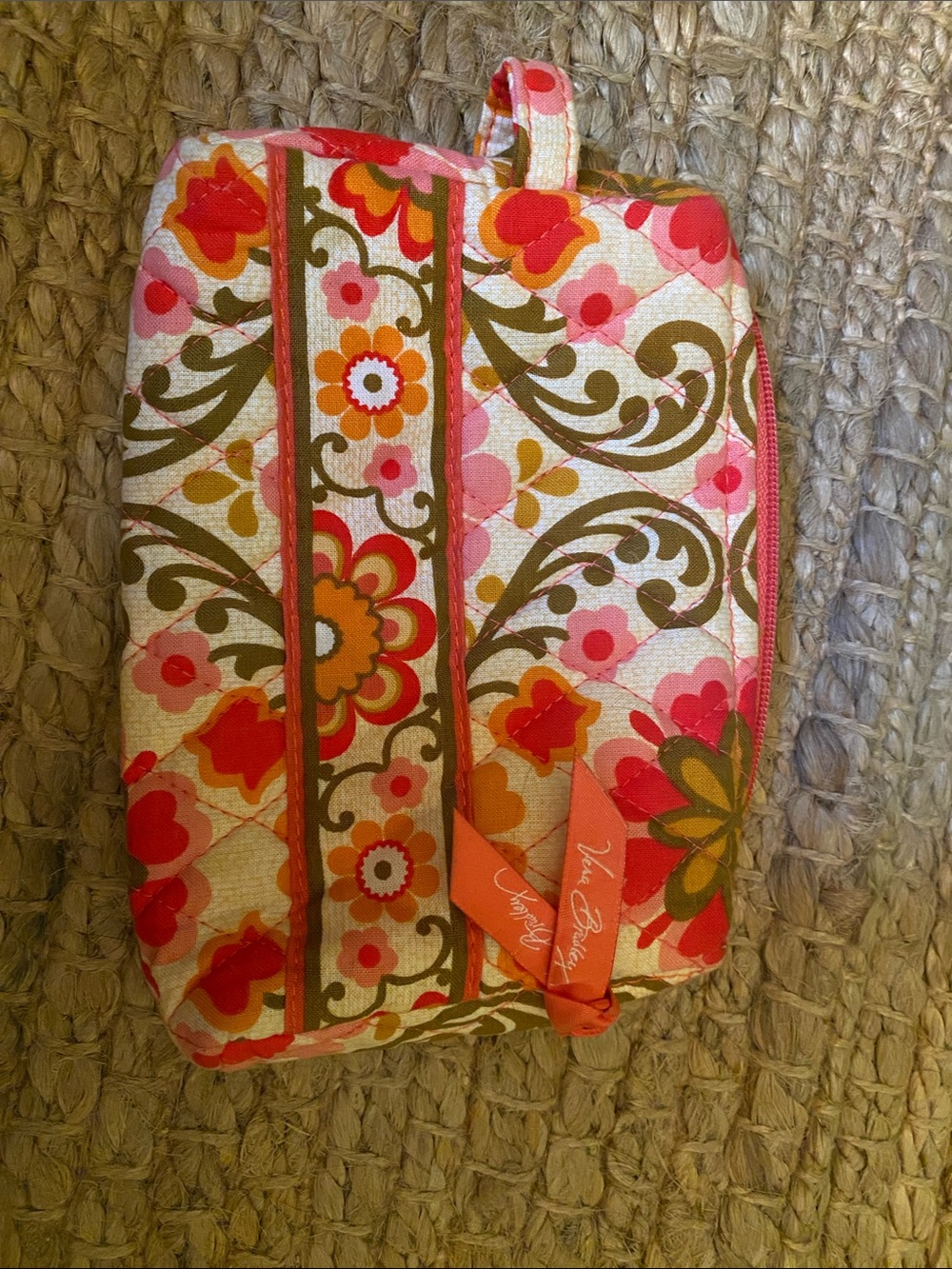 Vera Bradley Quilted Floral Cosmetic Pouch - Pink Orange Green